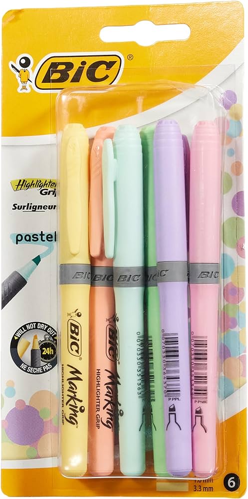 Illuminate Your World with BIC Highlighter Grip Pastel: Adding Color to Your Every Notation!